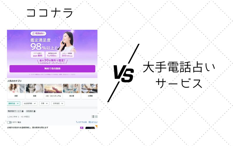 ココナラ 大手電話占い 比較